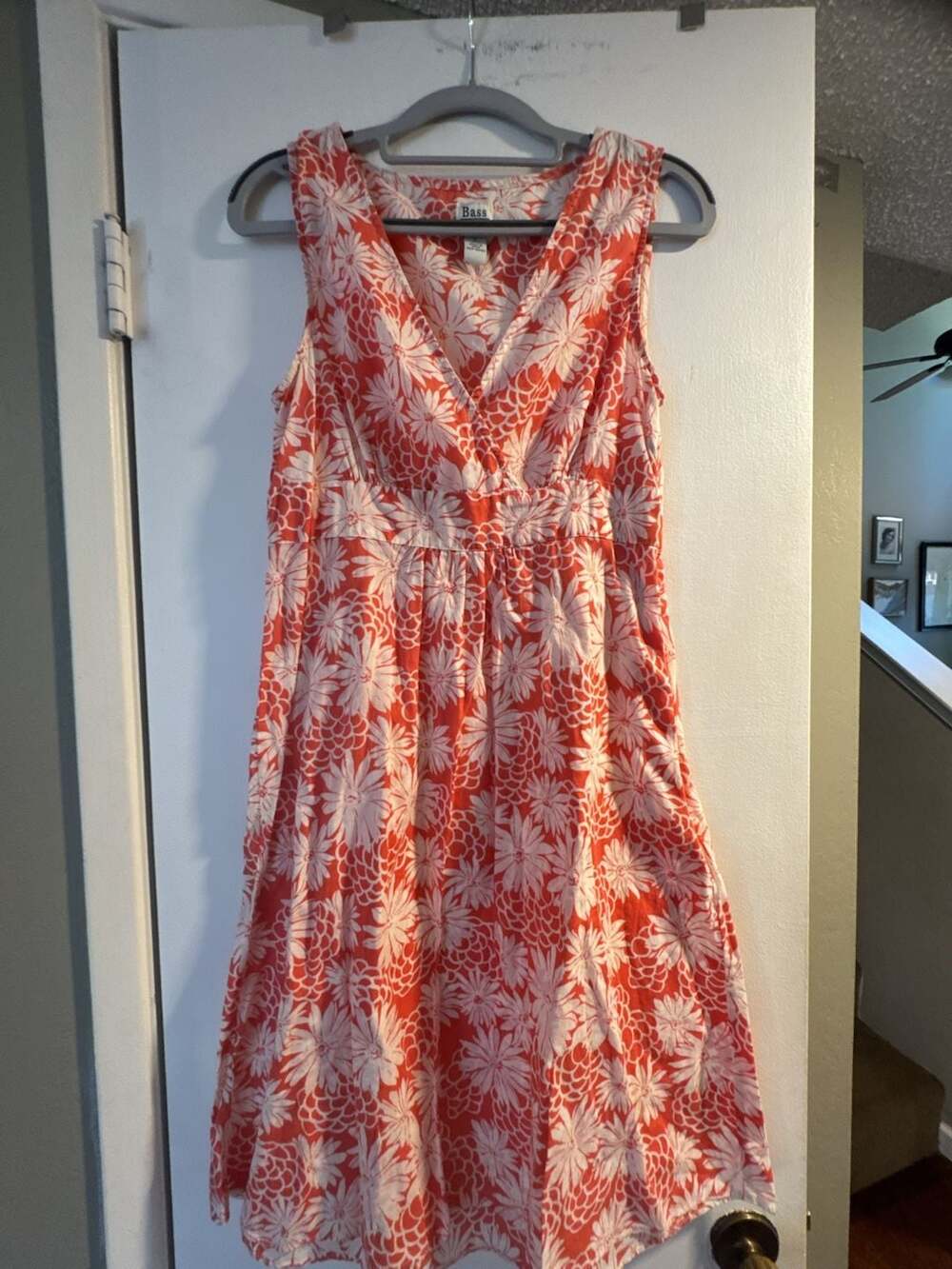 Bass Women's Floral Print Sleeveless V-Neck Cotton A-Line Dress w side zip size